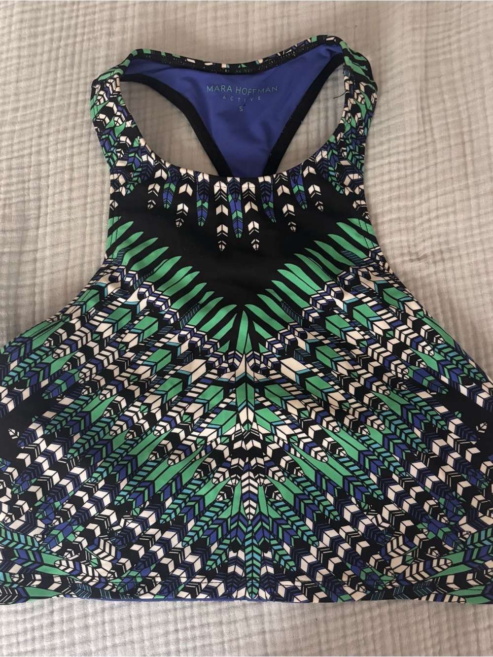 Mara Hoffman Active Scoop Neck Bikini Top - Blue, Green, Black